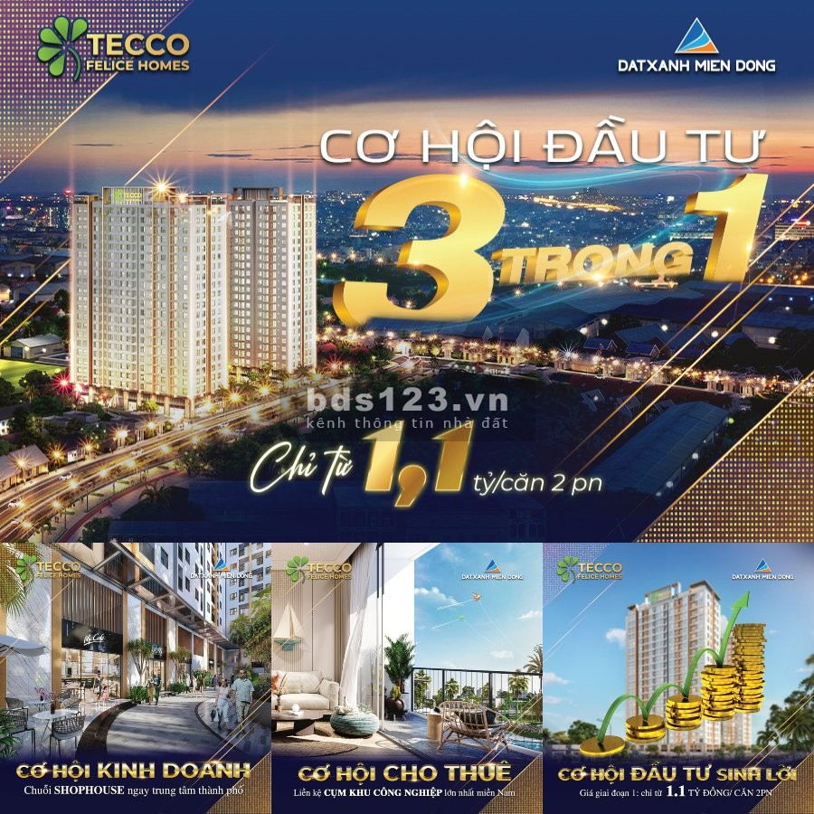 Dự Án Tecco Felice Home gần khu công nghiệp VSIP giá chỉ từ 21 triệu/m2, sổ từng căn