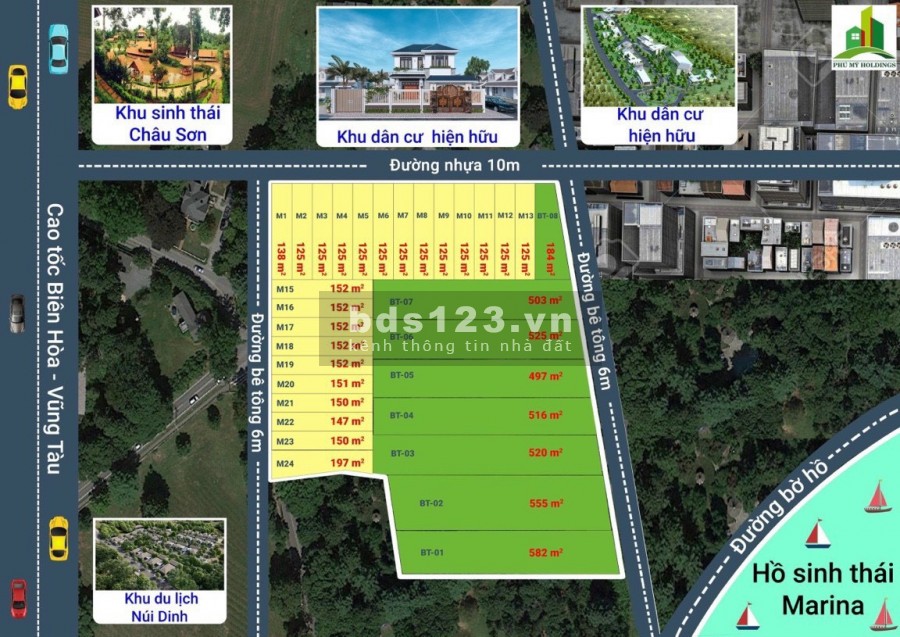 500tr, sở hữu lô đất 125m2, 60m2 thổ cư thị trấn Phú Mỹ, sổ riêng từng nền