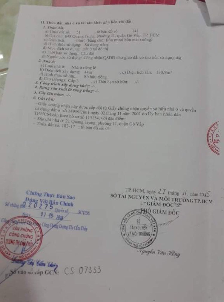 Chính Chủ Bán Nhà Ở Mặt Tiền Đường Quang Trung, Phường 11, Quận Gò Vấp
