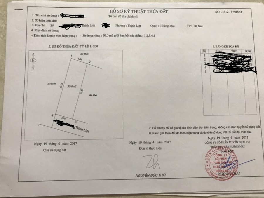 Chính chủ bán đất phố Thịnh Liệt ô tô đỗ cửa, diện tích 45m2, giá bán 885 triệu