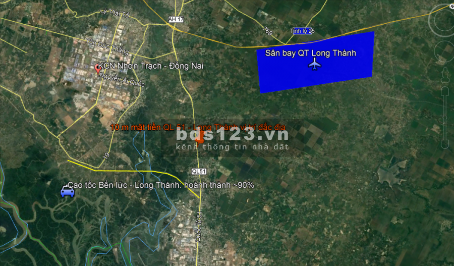 Đắc địa 10m mặt tiền đường Quốc Lộ 51 huyện Long Thành Đồng Nai, sổ đỏ chính chủ