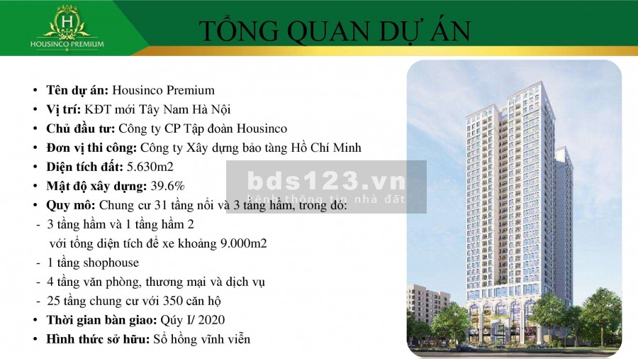 Nhận nhà Quý I/2022-Chính sách và Bảng giá mới nhất cho các căn cuối tại chung cư Housinco Premium