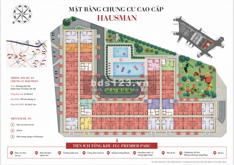 Quỹ căn đợt 1 CC FLC Hausman Đại Mỗ, tặng tiền mặt 100tr, CK 11%, LS 0%, tầng đẹp view bể bơi