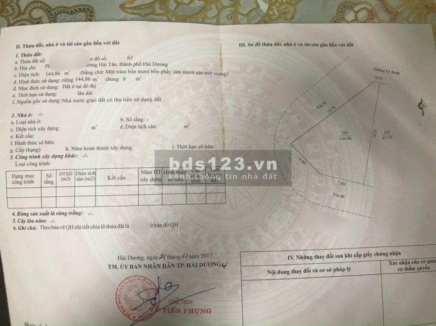 Bán lô đất góc 2 MP KĐT Đông Nam Cường, TP HD, 144.86m2, 2 mặt đường to, vị trí đẹp