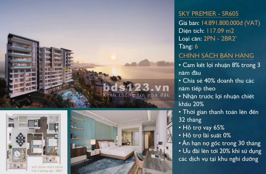 Chuyển nhượng căn hộ 2 pn, view dự án Intercontinental Hạ Long Bay, lh 0968129240