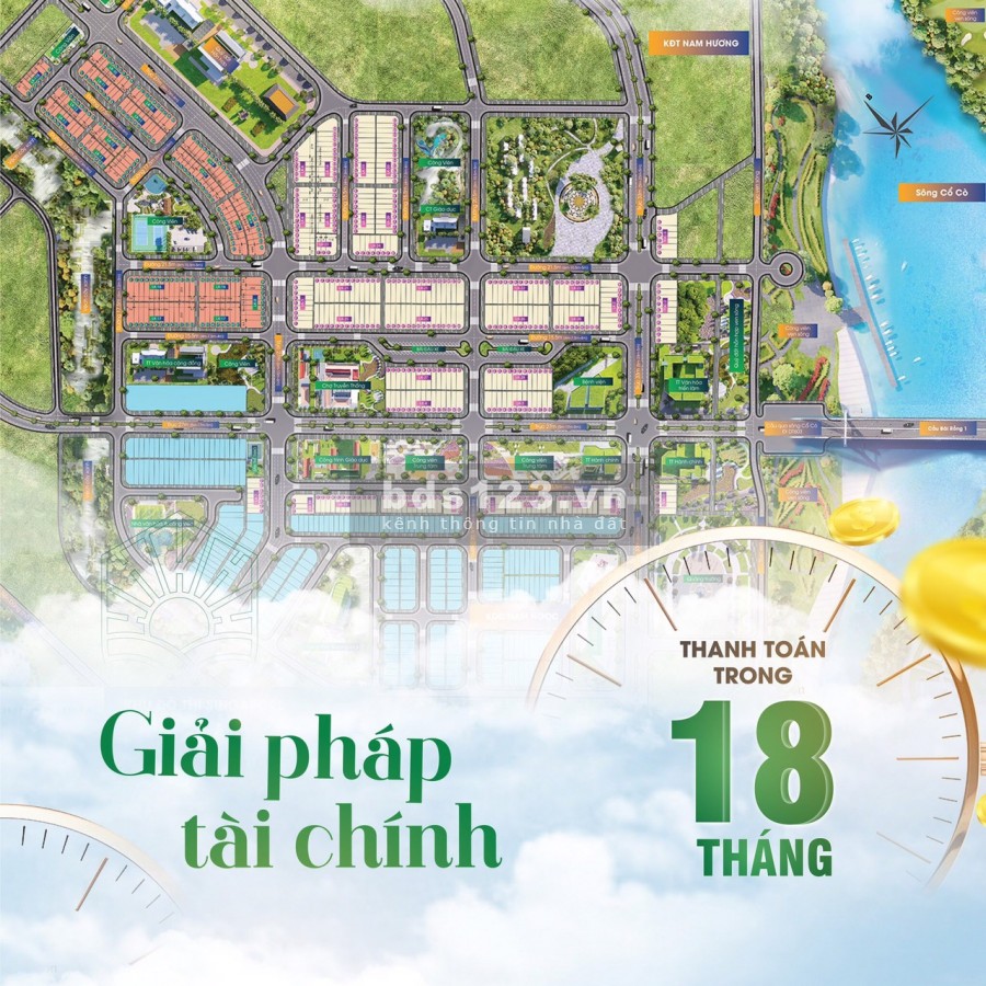 Khu đô thị mới trực diện view sông Cổ Cò giá chỉ 1,9 tỷ thanh toán 45% tái đầu tư