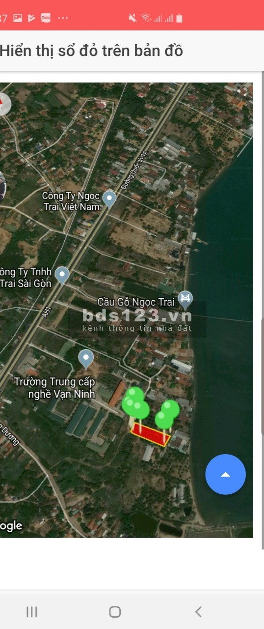 Chính chủ bán lô đất 225m2 đất thổ cư trung tâm khu kinh tế Bắc Vân Phong, tỉnh Khánh Hòa.