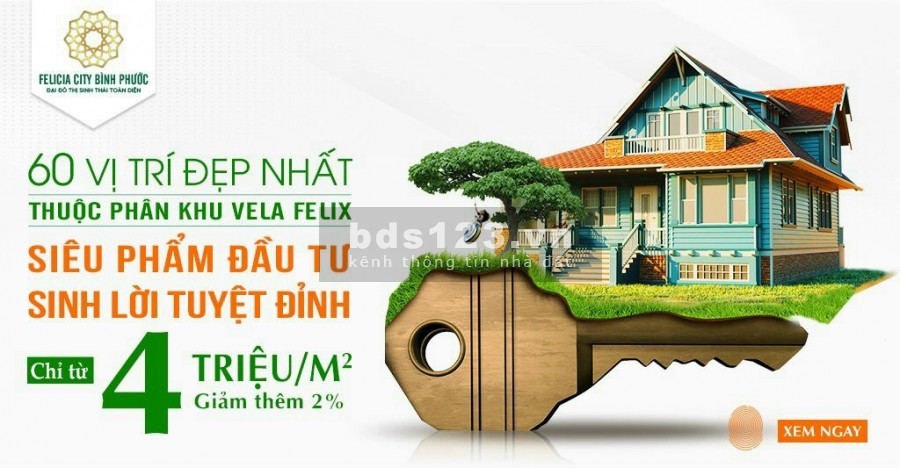 Bán đất nền thổ cư mặt tiền dự án Felicia, có ngân hàng hỗ trợ cho vay 50% với lãi suất ưu đãi