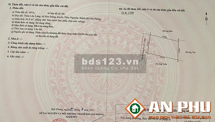 Chào bán lô đất thôn Lâu Làng, Hoa Động, Thuỷ Nguyên, Hải Phòng, giá tốt 880 triệu