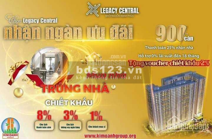 Thanh toán đợt 1 chỉ 135 triệu (15%) sở hữu ngay căn hộ thành phố Thuận An, cc Legacy Central