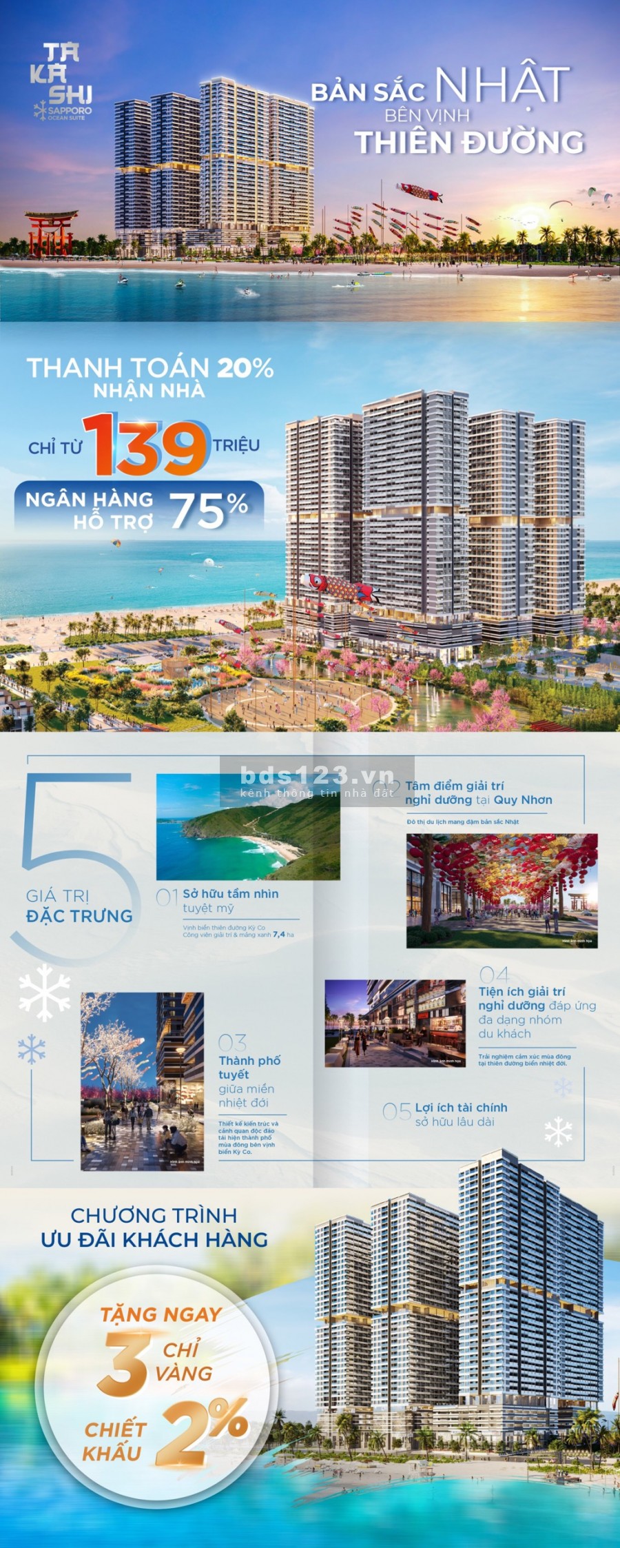 Sở hữu căn hộ biển Quy Nhơn giá chỉ 300 triệu, sở hữu lâu dài chung cư Takashi Ocean Suite