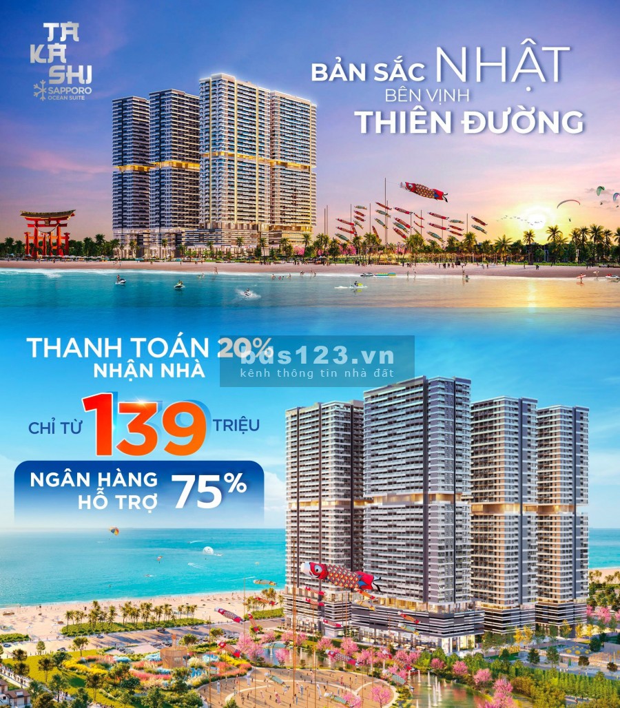 Sở hữu căn hộ biển Quy Nhơn giá chỉ 300 triệu, sở hữu lâu dài chung cư Takashi Ocean Suite