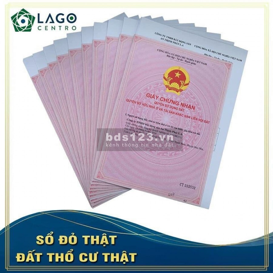 Đất thổ cư khu đô thị lago centro hạ tầng hoàn thiện 100%, dã có sổ riêng từng nền