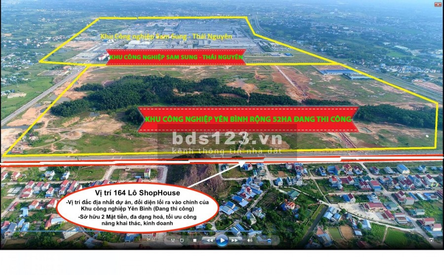 Chuẩn bị mở bán dãy Shophouse Đất đấu giá Hồng Tiến, đối diện KCN Yên Bình, giá đầu tư