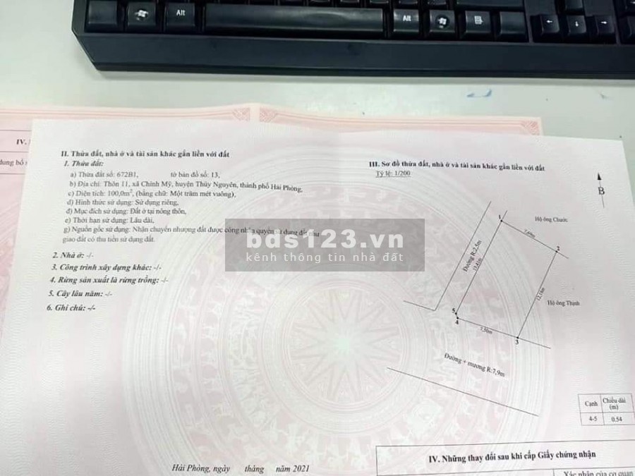 Bán lô góc chính chủ giá rẻ tại xã Chính Mỹ Thủy Nguyên Hải Phòng, giá bán thoả thuận