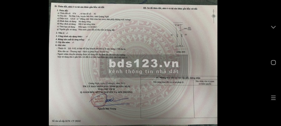 Cần bán gấp 7 lô đất liền kề ngay ngã tư Thạch Trụ Mộ Đức
