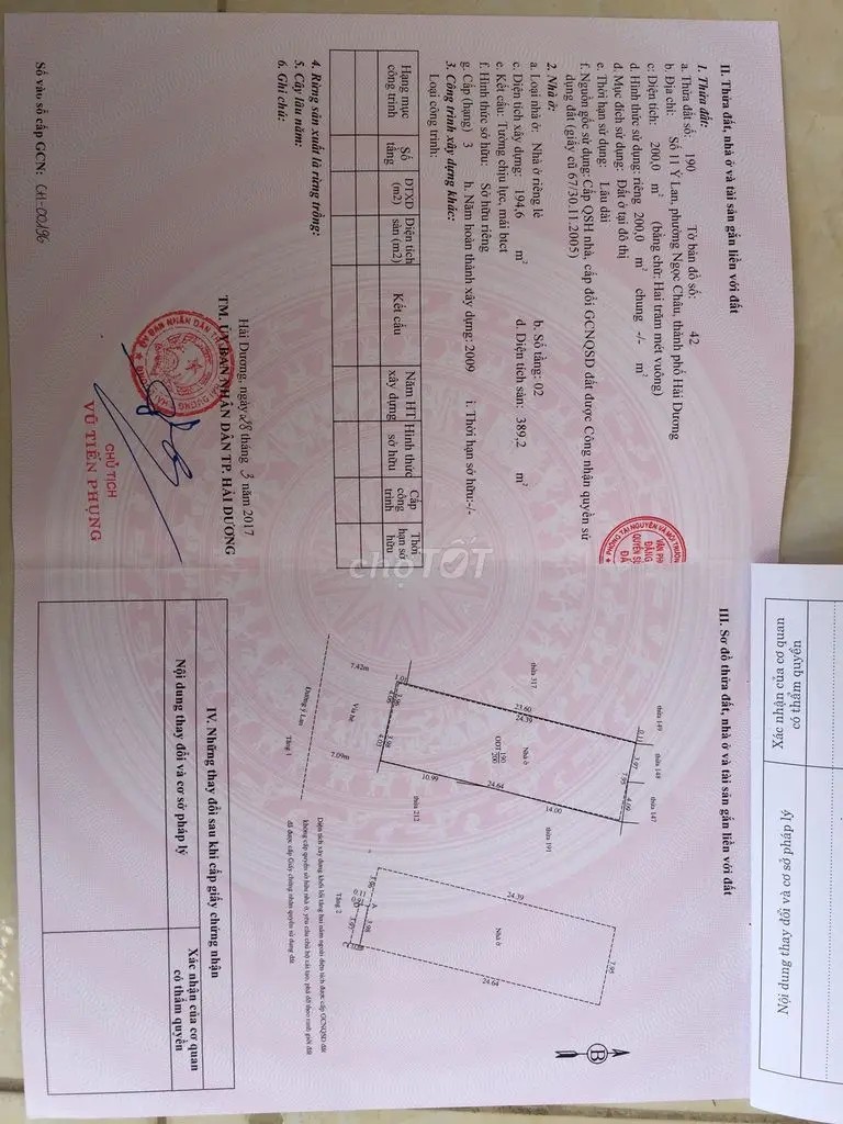 Chính chủ bán nhà 2 tầng Đường Ỷ Lan, Phường Ngọc Châu, Thành phố Hải Dương