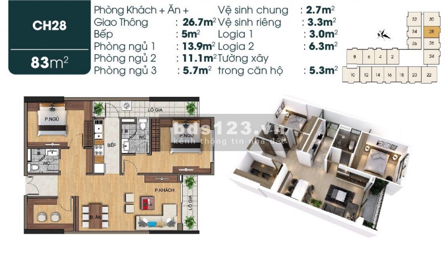 Chính chủ bán căn 83 m2 hướng Đông Nam tầng cao view Vinhomes, đã có sổ chỉ 2,302tỷ. LH 0909860283