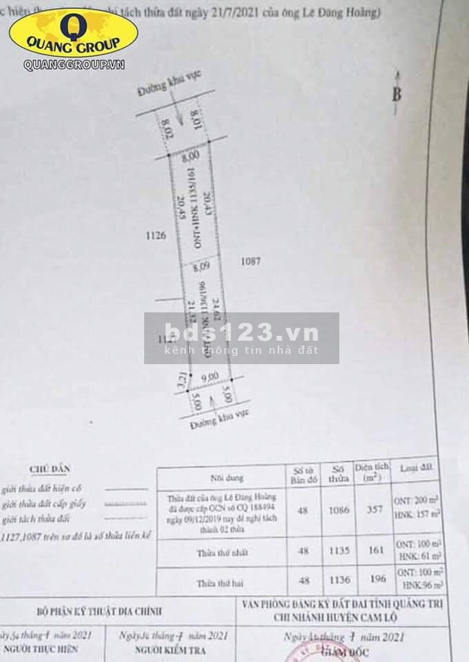 Bán nhanh lô đất rộng Cam Vũ 2 liên hệ 0868450456, giá bán 4.85 tỷ, công chứng ngay