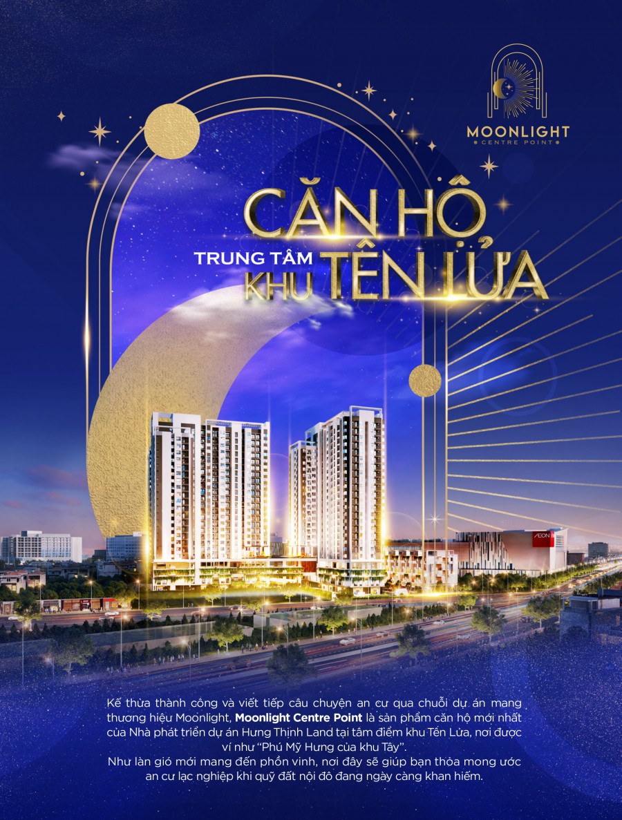 MoonLight Centre Point căn hộ cao cấp Trung Tâm Quận Bình Tân, Giá chỉ 1,9 Tỷ/Căn