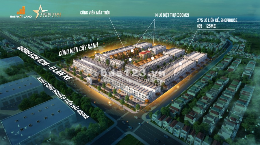 Tặng 20triệu, chiết khấu 4%, vay ưu đãi 70% Tiền Hải Star City 1,6tỷ/nền, đã có sổ, đã xong hạ tầng