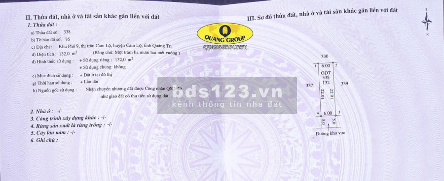 Lô đất trị trấn Cam Lộ cực đẹp nên mua ngay, liên hệ 0868450456, giá chốt 440 triệu