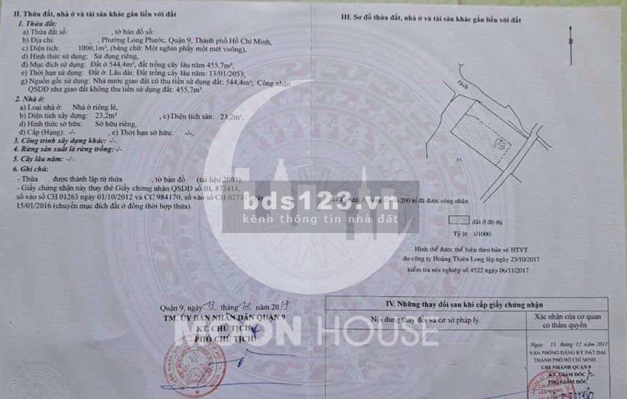1000m2 đất ở hiện hữu mặt tiền đường số 2 Long Phước giá tốt LH 0907016378