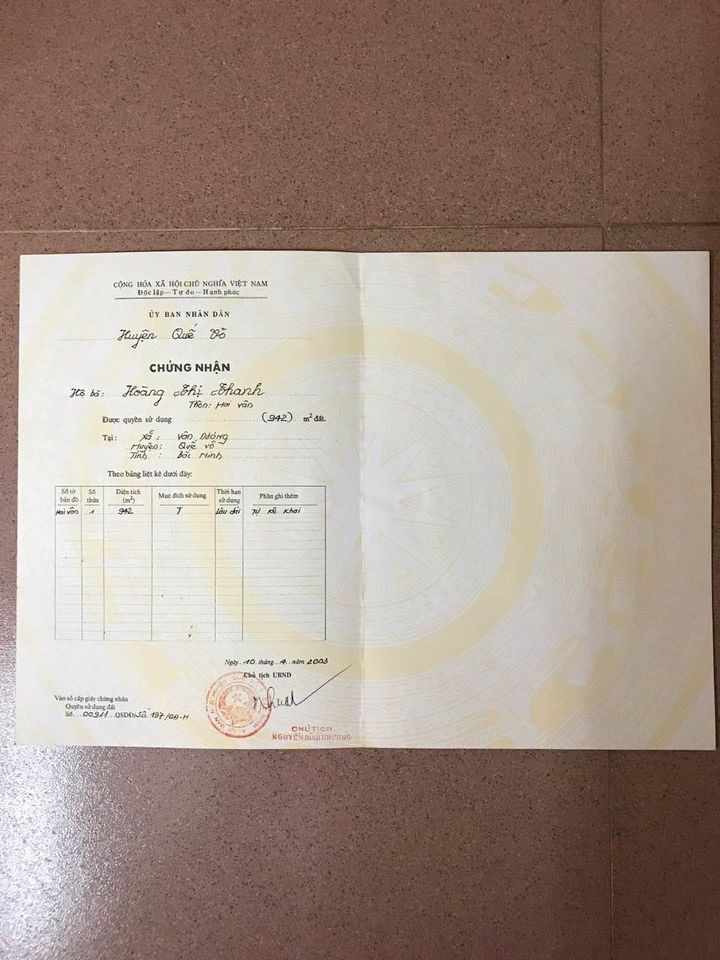 Chính chủ bán đất thổ cư Phường Vân Dương thành phố Bắc Ninh, giá bán 31 triệu/m2