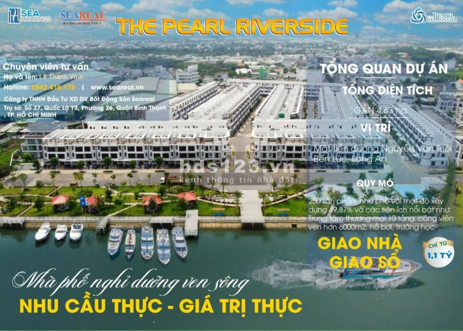 Bán Biệt thự liền kề 4 tấm tại Bến Lức, kiến trúc nhà đẹp, chiết khấu cao, pháp lí đủ