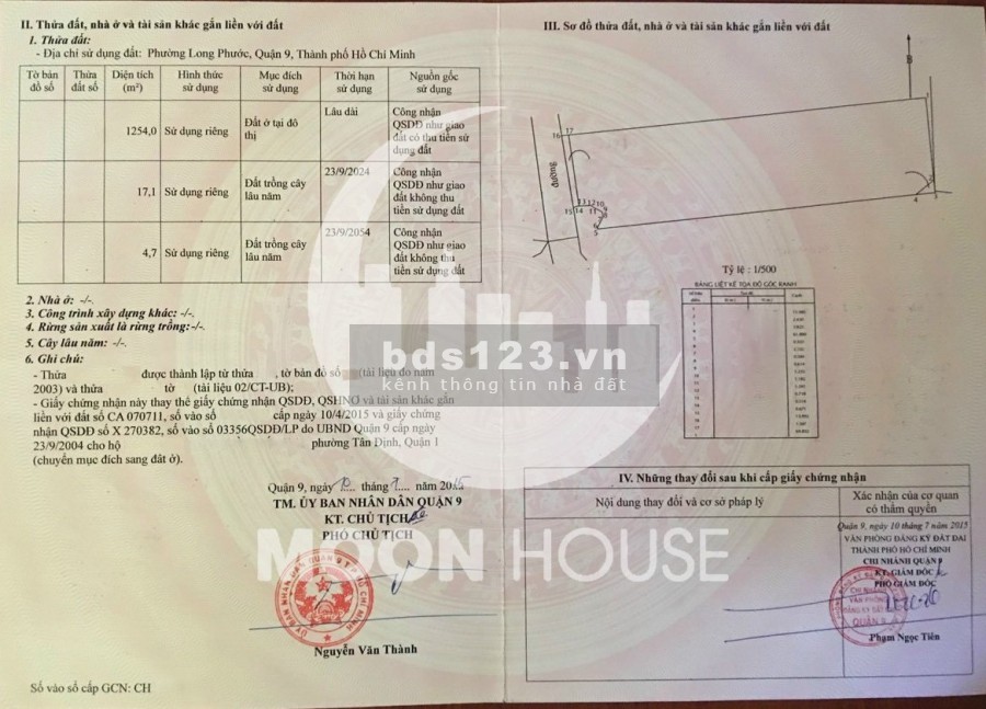 Bán nhà 1275.8m2 đất ở hiện hữu phường Long phước liên hệ xem đất 0907016378