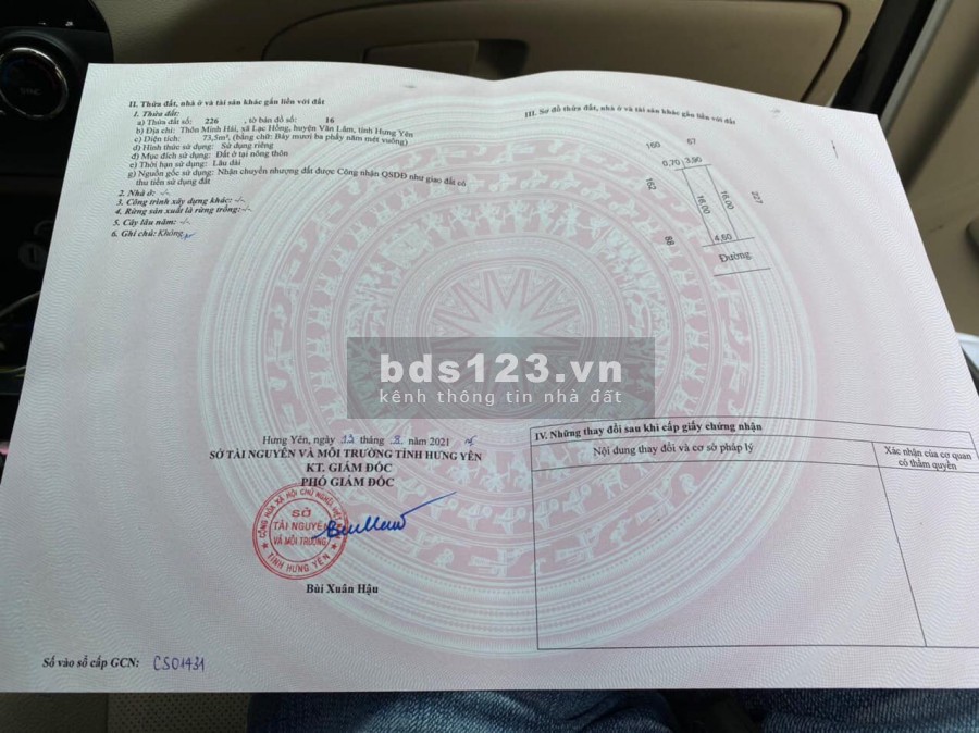 Chính chủ bán 73m2 tại thôn Minh Hải, Lạc Hồng, Văn Lâm, giá bán 2x triệu/m2, sổ sẵn