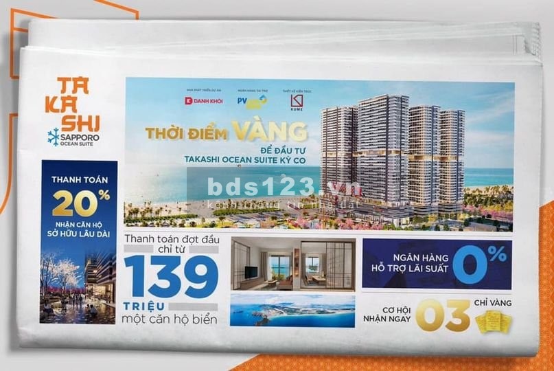 Chỉ 260 triệu – Sở hữu căn hộ ven biển Takashi, sở hữu lâu dài, hỗ trợ vay vốn đến 75%