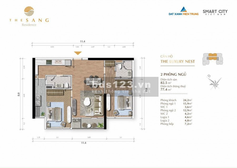 Bán căn hộ view trực diện biển Mỹ Khê, Đà Nẵng, đầy đủ nội thất, còn mới, không gian nhà rộng