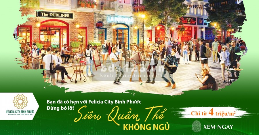 Felicia City Bình Phước Đại đô thị Sinh Thái Toàn Diện, tiện ích đủ, giá bán 4 triệu/m2