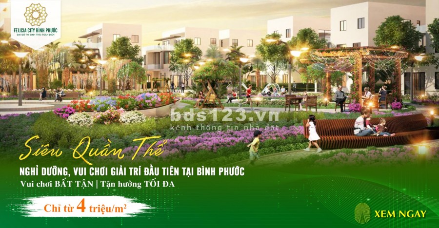 Felicia City Bình Phước Đại đô thị Sinh Thái Toàn Diện, tiện ích đủ, giá bán 4 triệu/m2
