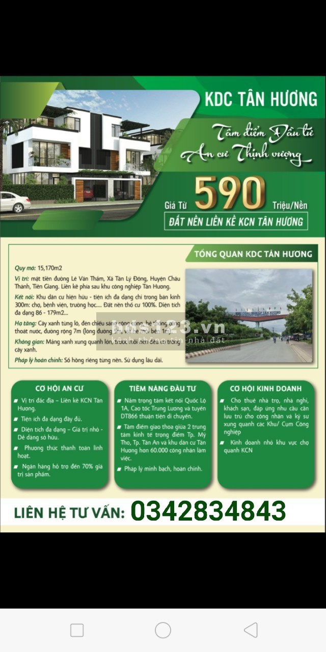 Đất nền thổ cư giá rẻ liền kề với khu công nghiệp Tân Hương, liên hệ xem đất 0342834843