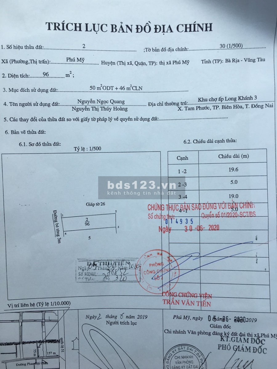 Bán gấp nhà cấp 4 diện tích 96m2 ngay trung tâm Ngọc Hà thị xã Phú Mỹ