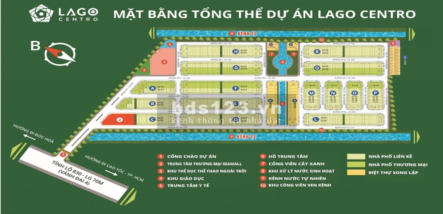 Đất nền đã sổ đỏ 5x14m Lago Centro Bến Lức giá 340tr ngân hàng hỗ trợ 70%