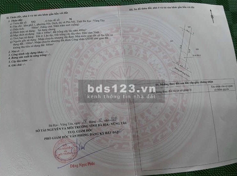 Chính chủ cần bán lô đất nền ngay trung tâm hắc dịch đường Mỹ Xuân Ngãi Giao