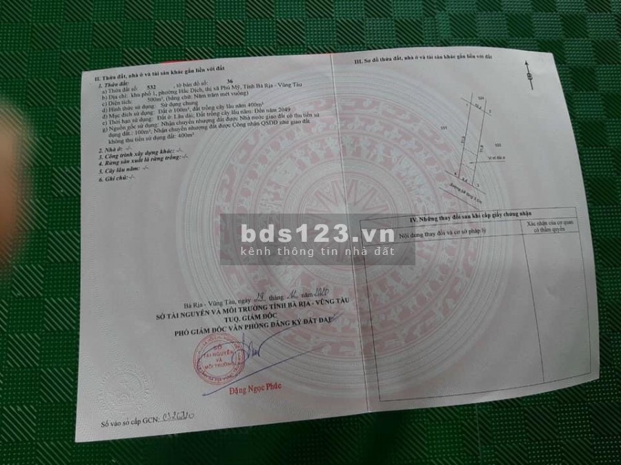 Chính chủ cần bán lô đất nền ngay trung tâm hắc dịch đường Mỹ Xuân Ngãi Giao