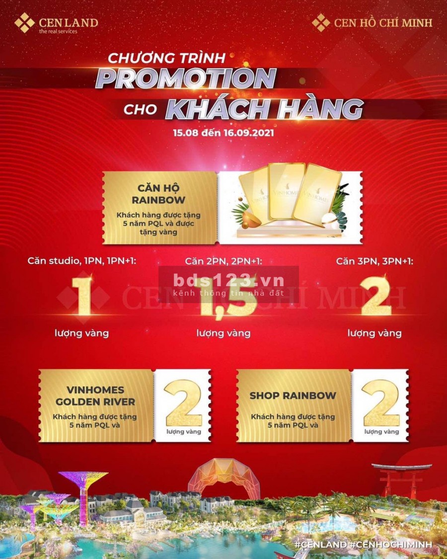Bán căn hộ vinhome Q.9 - 2PN - 67m2,Tặng 2 lượng vàng, Hỗ trợ vay 100%
