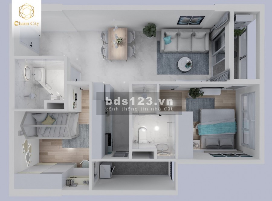 Bán căn hộ Bình Dương giá rẻ Charm City diện tích sử dụng 70m2 2PN, lh 0966003953