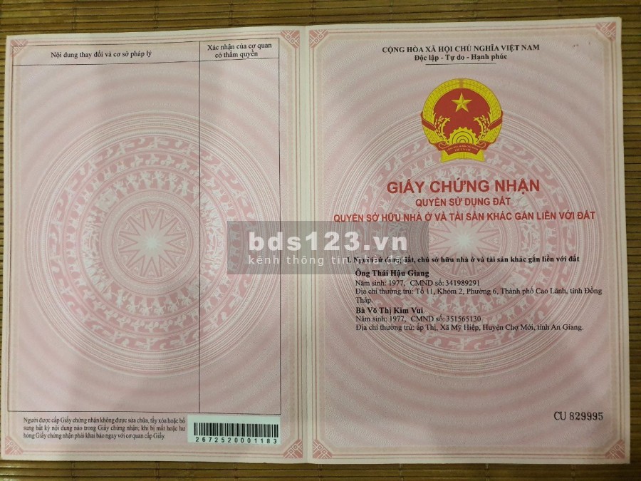 Bán đất có sổ đỏ sẵn sàng công chứng sang tên ngay. đất thị xã Phú Mỹ giá 1tỷ 489 triệu