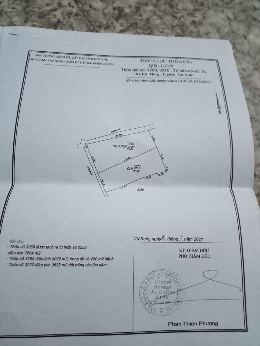 Cần bán lô đất diện tích 4000m2 nằm ở Huyện Cư Kuin, Đắk Lắk, liên hệ 0842704567