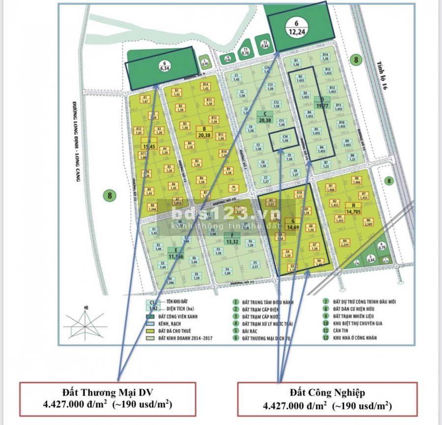 Cho thuê đất diện tích sử dụng từ 1,4ha-25ha trong khu công nghiệp Bến Lức Long An