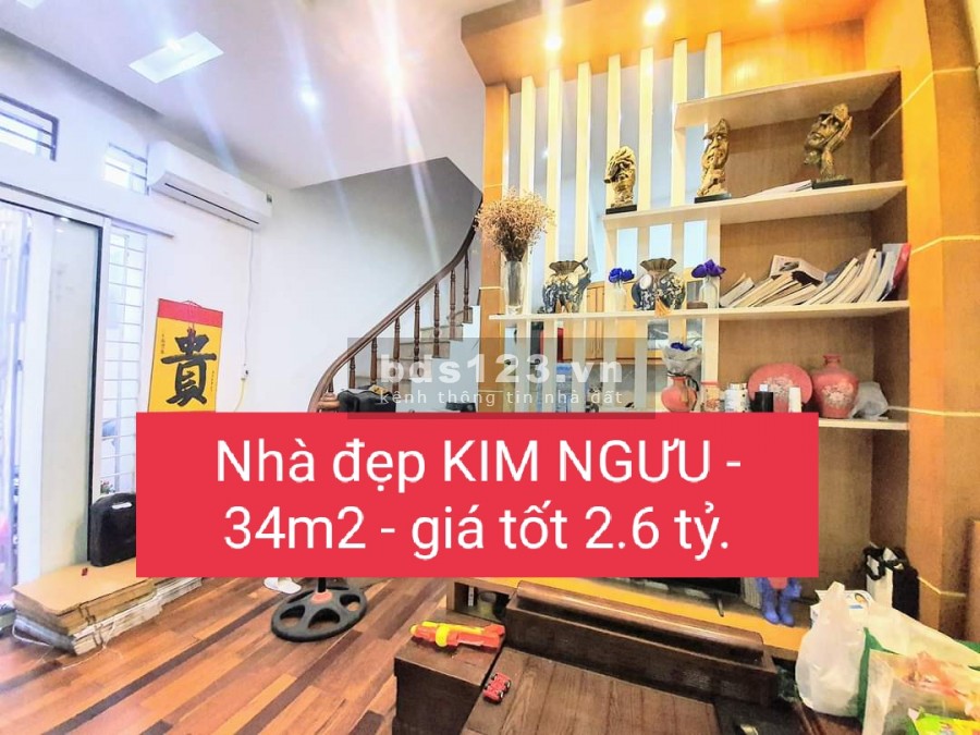 Bán nhà phố Kim Ngưu nhà đẹp ô tô đỗ ngõ thẳng, thông diện tích 34m2 giá hời 2.6 tỷ