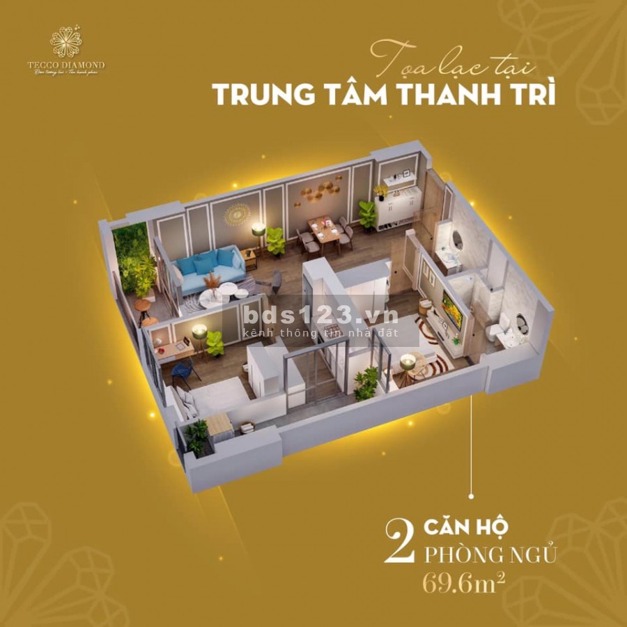 Còn vài căn hộ 2PN 69.6m2 giá mềm nhất chung cư Tecco Diamond Thanh Trì