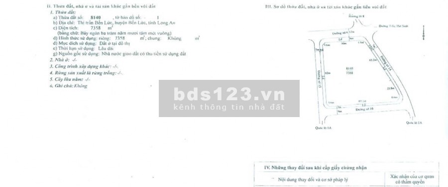 Bán đất diện tích 7358m2 Khu đô thị 135 Bến Lức, Long An, đất quy hoạch khu đô thị