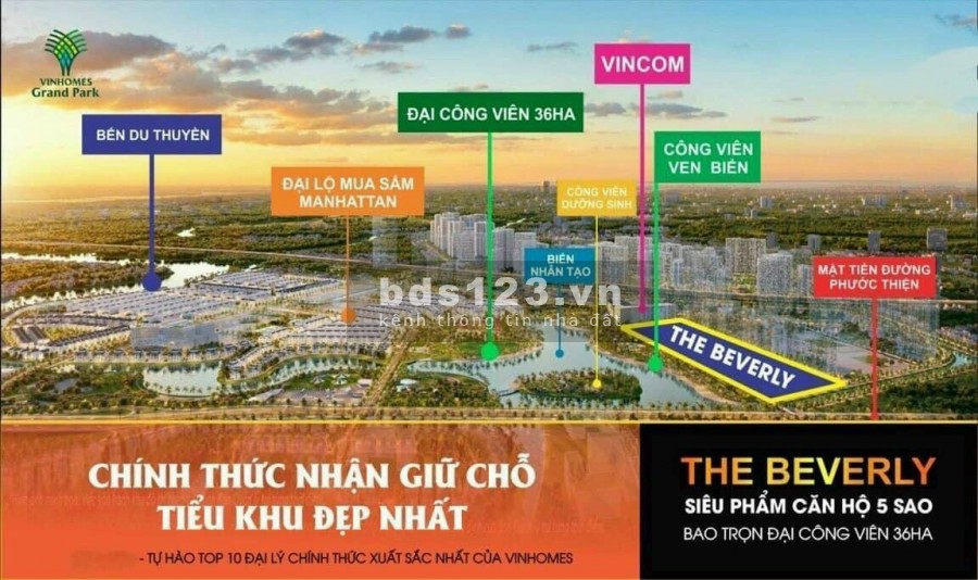 Chỉ từ 60-65 triệu rumo cho phân khu cao tầng đẹp nhất Vinhome Grand Park - The BeverLy