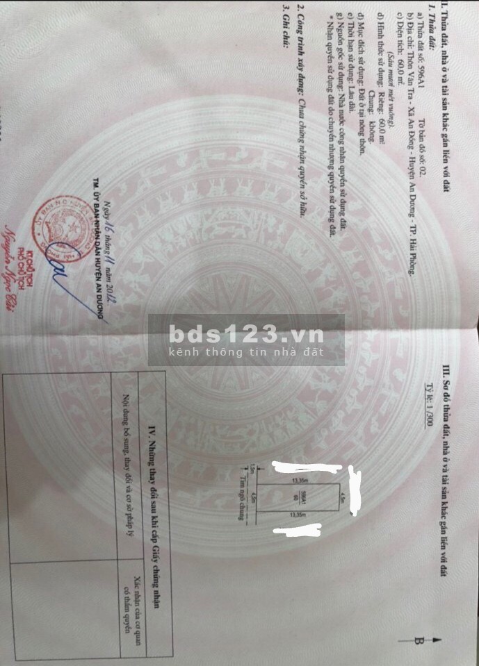 Bán đất Vân Tra An Đồng An Dương Hải Phòng, giá bán chỉ 20 triệu/m2, sổ đỏ chính chủ